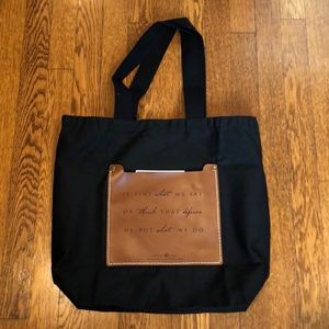 NEW,  never used Morgan Rhea tote bag with engraved leather panel.